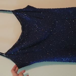 Midnight blue beaded gown